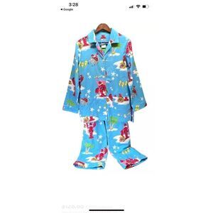 Nick & Nora Santa Claws Flannel Pajama Set Holiday Christmas Lobster Santa Seaho
